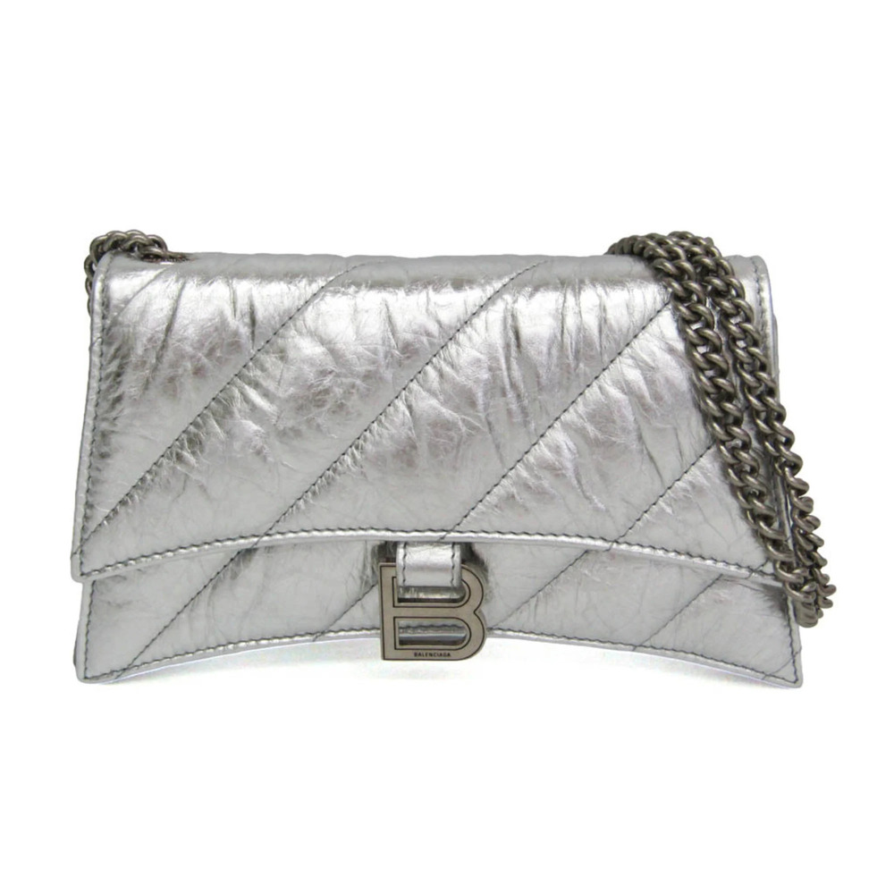 Balenciaga Crush Chain Shoulder Bag 736016 Women's Leather Shoulder Bag Silver